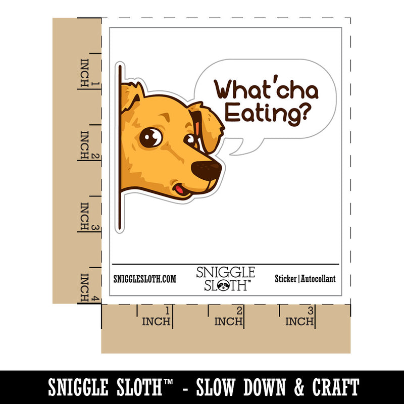What'cha Eating Hungry Pet Dog Begging Food Waterproof Vinyl Phone Tablet Laptop Water Bottle Car Window Bumper Decal Sticker Set - 5 Pack
