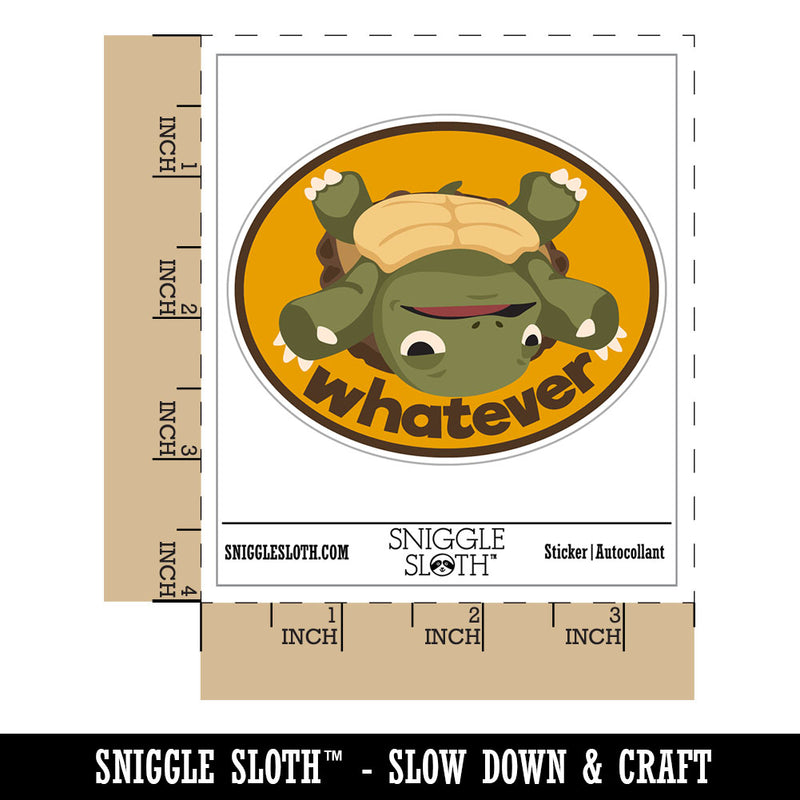 Whatever Indifferent Flipped Turtle Funny Waterproof Vinyl Phone Tablet Laptop Water Bottle Car Window Bumper Decal Sticker Set - 5 Pack