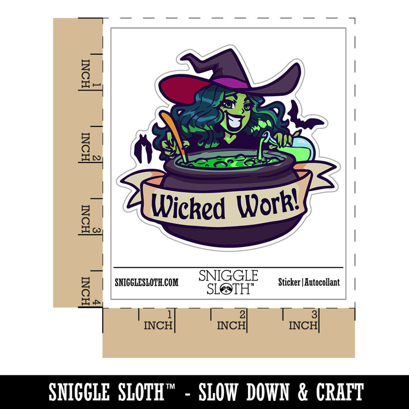 Wicked Work Witch Cauldron Brewing Potion Halloween Compliment Waterproof Vinyl Phone Tablet Laptop Water Bottle Car Window Bumper Decal Sticker Set - 5 Pack