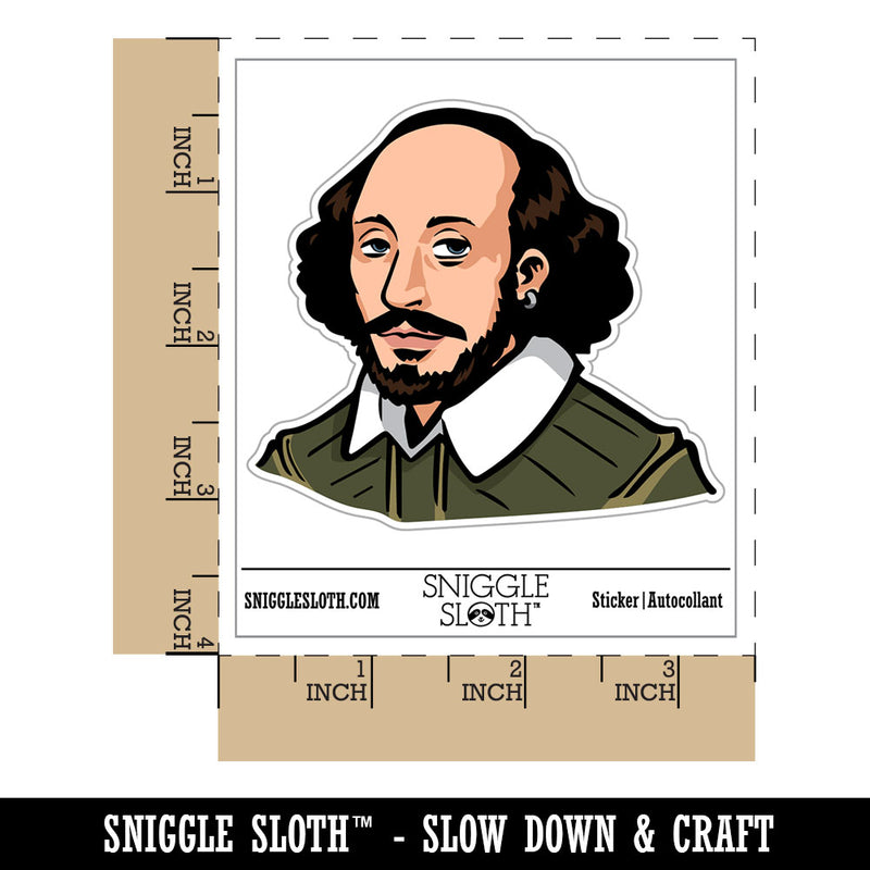 William Shakespeare Bard Playwright Historical Figure Waterproof Vinyl Phone Tablet Laptop Water Bottle Car Window Bumper Decal Sticker Set - 5 Pack