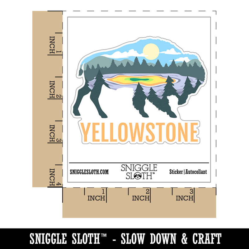 Yellowstone National Park Bison Silhouette Waterproof Vinyl Phone Tablet Laptop Water Bottle Car Window Bumper Decal Sticker Set - 5 Pack