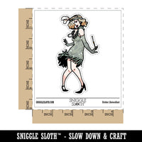 Water Bottle Sticker Set 1920's Vintage Flapper Dancing Woman Dress Cute Waterproof Vinyl Stickers Pack Decal, Skateboard, Laptop, Car, Window, Bumper - 5 Pack