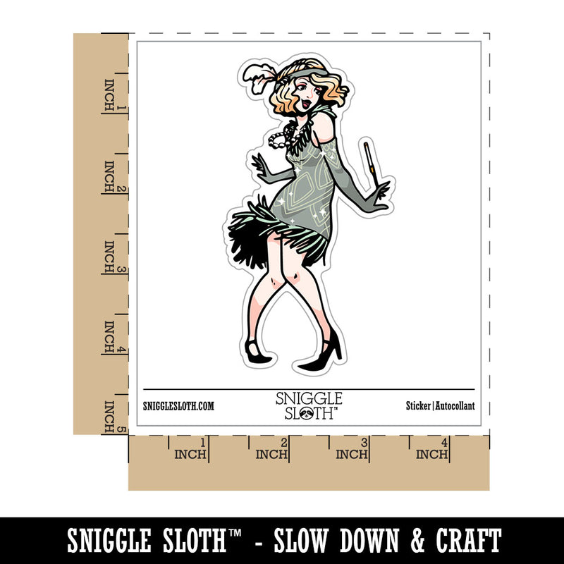 Water Bottle Sticker Set 1920's Vintage Flapper Dancing Woman Dress Cute Waterproof Vinyl Stickers Pack Decal, Skateboard, Laptop, Car, Window, Bumper - 5 Pack