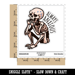 Water Bottle Sticker Set Always Anxious Skeleton Nervous Sitting Cute Waterproof Vinyl Stickers Pack Decal, Skateboard, Laptop, Car, Window, Bumper - 5 Pack