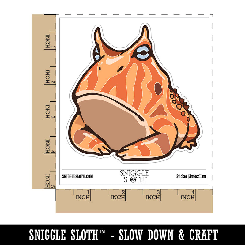 Water Bottle Sticker Set Amazonian Horned Frog Grumpy Orange Surinam Cute Waterproof Vinyl Stickers Pack Decal, Skateboard, Laptop, Car, Window, Bumper - 5 Pack