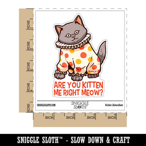 Water Bottle Sticker Set Are You Kitten Me Right Meow Clown Cat Cute Waterproof Vinyl Stickers Pack Decal, Skateboard, Laptop, Car, Window, Bumper - 5 Pack