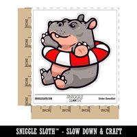 Water Bottle Sticker Set Baby Hippo in Lifesaver Life Preserver Cute Waterproof Vinyl Stickers Pack Decal, Skateboard, Laptop, Car, Window, Bumper - 5 Pack