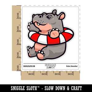Water Bottle Sticker Set Baby Hippo in Lifesaver Life Preserver Cute Waterproof Vinyl Stickers Pack Decal, Skateboard, Laptop, Car, Window, Bumper - 5 Pack