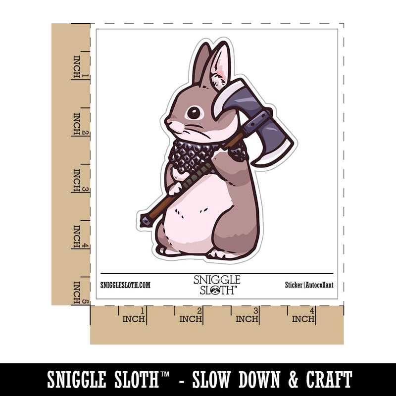 Water Bottle Sticker Set Battle Bunny Rabbit with Axe and Scale Armor Cute Waterproof Vinyl Stickers Pack Decal, Skateboard, Laptop, Car, Window, Bumper - 5 Pack