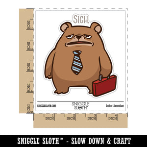Water Bottle Sticker Set Burnout Business Bear Sigh Sad Tired Cute Waterproof Vinyl Stickers Pack Decal, Skateboard, Laptop, Car, Window, Bumper - 5 Pack