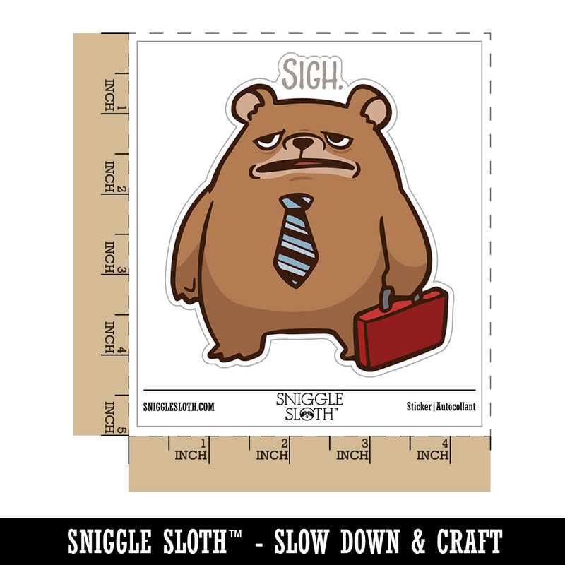Water Bottle Sticker Set Burnout Business Bear Sigh Sad Tired Cute Waterproof Vinyl Stickers Pack Decal, Skateboard, Laptop, Car, Window, Bumper - 5 Pack