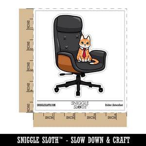 Water Bottle Sticker Set Business Cat In Executive Office Chair Cute Waterproof Vinyl Stickers Pack Decal, Skateboard, Laptop, Car, Window, Bumper - 5 Pack