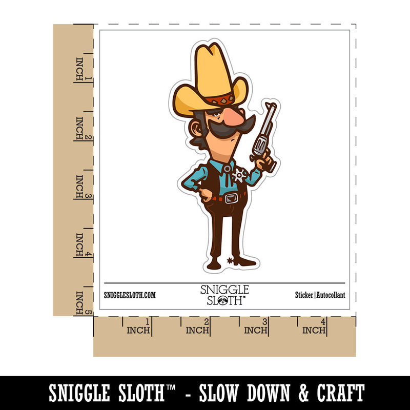 Water Bottle Sticker Set Cartoon Cowboy Western Sheriff Wild Western Cute Waterproof Vinyl Stickers Pack Decal, Skateboard, Laptop, Car, Window, Bumper - 5 Pack