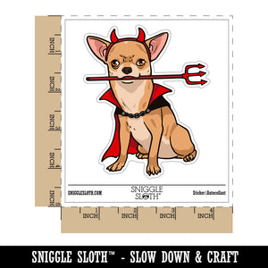 Water Bottle Sticker Set Chihuahua In Devil Costume Halloween Funny Cute Waterproof Vinyl Stickers Pack Decal, Skateboard, Laptop, Car, Window, Bumper - 5 Pack
