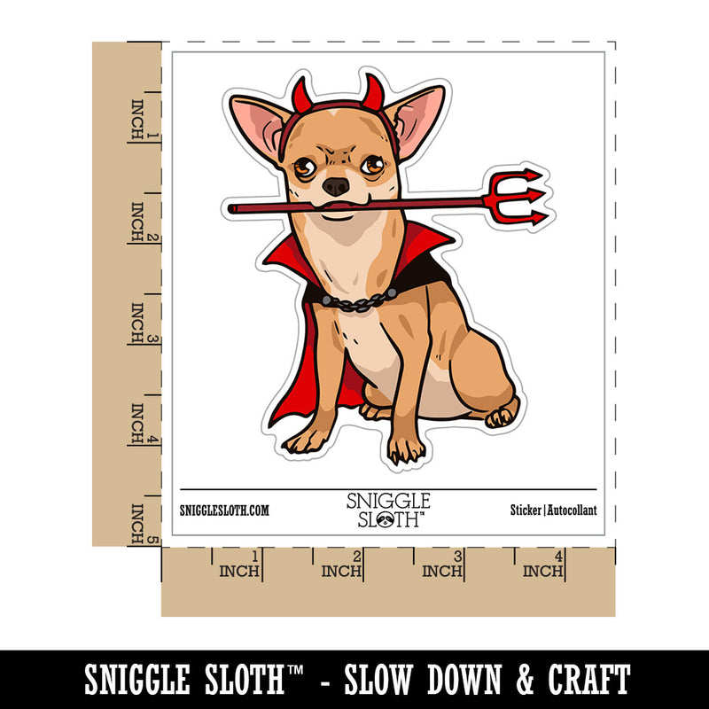 Water Bottle Sticker Set Chihuahua In Devil Costume Halloween Funny Cute Waterproof Vinyl Stickers Pack Decal, Skateboard, Laptop, Car, Window, Bumper - 5 Pack