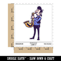 Water Bottle Sticker Set Cool Jazz Man Musician Playing Saxaphone Music Cute Waterproof Vinyl Stickers Pack Decal, Skateboard, Laptop, Car, Window, Bumper - 5 Pack