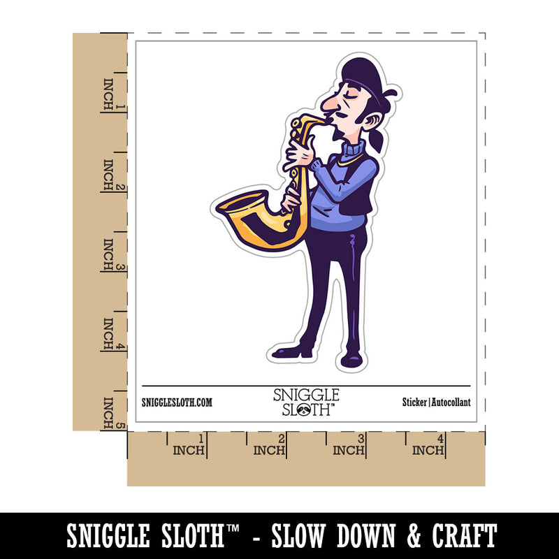 Water Bottle Sticker Set Cool Jazz Man Musician Playing Saxaphone Music Cute Waterproof Vinyl Stickers Pack Decal, Skateboard, Laptop, Car, Window, Bumper - 5 Pack