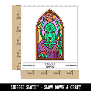 Water Bottle Sticker Set Cthulhu Stained Glass Horror Monster Lovecraft Cute Waterproof Vinyl Stickers Pack Decal, Skateboard, Laptop, Car, Window, Bumper - 5 Pack