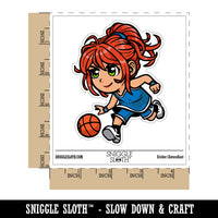 Water Bottle Sticker Set Cute Basketball Girl Chibi Sports Cute Waterproof Vinyl Stickers Pack Decal, Skateboard, Laptop, Car, Window, Bumper - 5 Pack