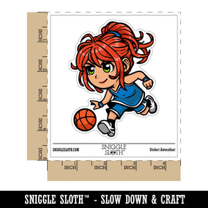 Water Bottle Sticker Set Cute Basketball Girl Chibi Sports Cute Waterproof Vinyl Stickers Pack Decal, Skateboard, Laptop, Car, Window, Bumper - 5 Pack