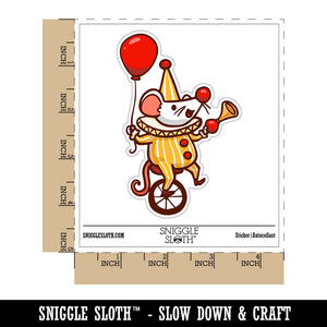 Water Bottle Sticker Set Cute Circus Mouse Unicycle Balloon Horn Cute Waterproof Vinyl Stickers Pack Decal, Skateboard, Laptop, Car, Window, Bumper - 5 Pack