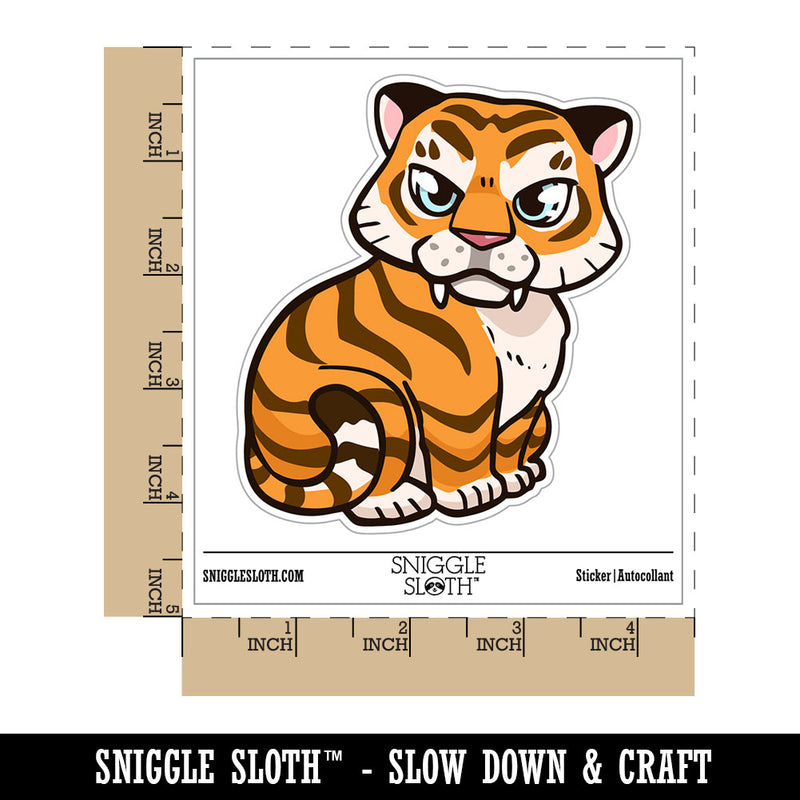 Water Bottle Sticker Set Cute Tiger Cub Kitten Cat Stripes Cute Waterproof Vinyl Stickers Pack Decal, Skateboard, Laptop, Car, Window, Bumper - 5 Pack