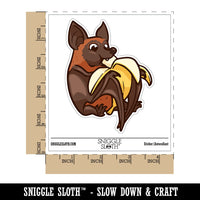 Water Bottle Sticker Set Fruit Bat Eating Banana Cute Waterproof Vinyl Stickers Pack Decal, Skateboard, Laptop, Car, Window, Bumper - 5 Pack