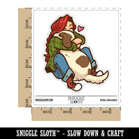 Water Bottle Sticker Set Girl Hugging Pet Dog Love Cute Waterproof Vinyl Stickers Pack Decal, Skateboard, Laptop, Car, Window, Bumper - 5 Pack