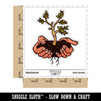 Water Bottle Sticker Set Hands Holding Tree Earth Dirt Planting Garden Cute Waterproof Vinyl Stickers Pack Decal, Skateboard, Laptop, Car, Window, Bumper - 5 Pack