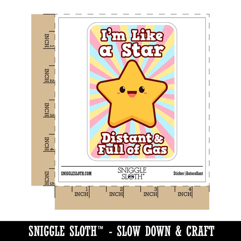 Water Bottle Sticker Set I'm Like A Star Distant Full of Gas Funny Cute Waterproof Vinyl Stickers Pack Decal, Skateboard, Laptop, Car, Window, Bumper - 5 Pack