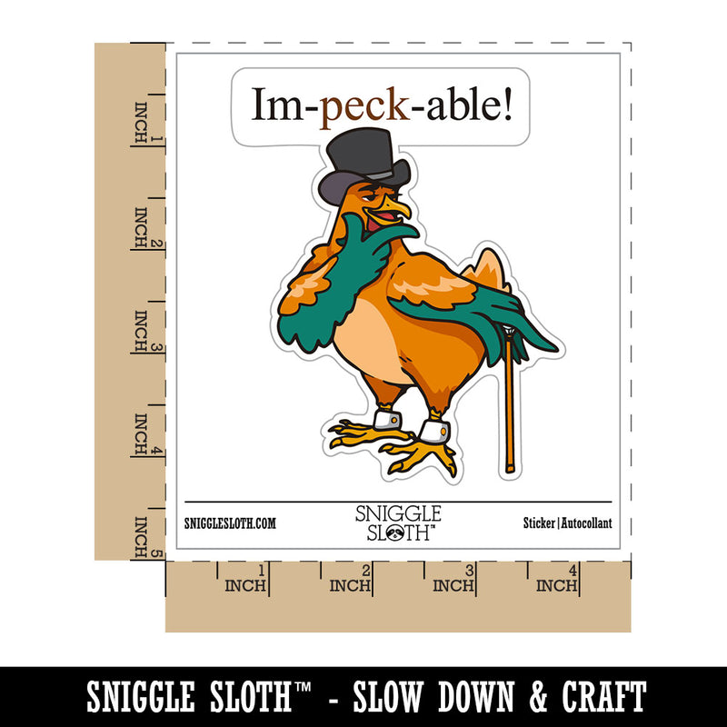 Water Bottle Sticker Set Impeccable Dapper Chicken Top Hat Cane Cute Waterproof Vinyl Stickers Pack Decal, Skateboard, Laptop, Car, Window, Bumper - 5 Pack
