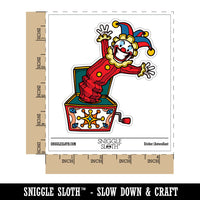 Water Bottle Sticker Set Jack-In-The-Box Circus Clown Toy Cute Waterproof Vinyl Stickers Pack Decal, Skateboard, Laptop, Car, Window, Bumper - 5 Pack