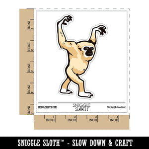 Water Bottle Sticker Set Lar Gibbon White-Handed Gibbon Primate Walking Cute Waterproof Vinyl Stickers Pack Decal, Skateboard, Laptop, Car, Window, Bumper - 5 Pack