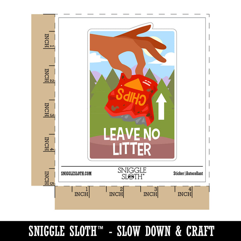 Water Bottle Sticker Set Leave No Litter Cleaning Parks Hiking Nature Cute Waterproof Vinyl Stickers Pack Decal, Skateboard, Laptop, Car, Window, Bumper - 5 Pack