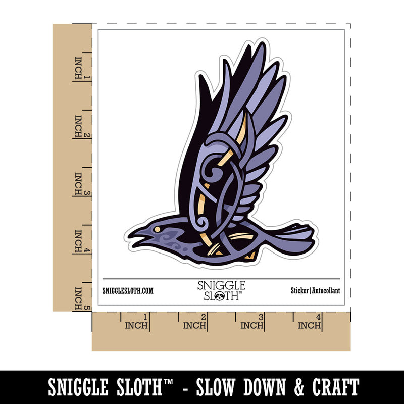 Water Bottle Sticker Set Norse Viking Rune Raven Crow Flying Bird Cute Waterproof Vinyl Stickers Pack Decal, Skateboard, Laptop, Car, Window, Bumper - 5 Pack