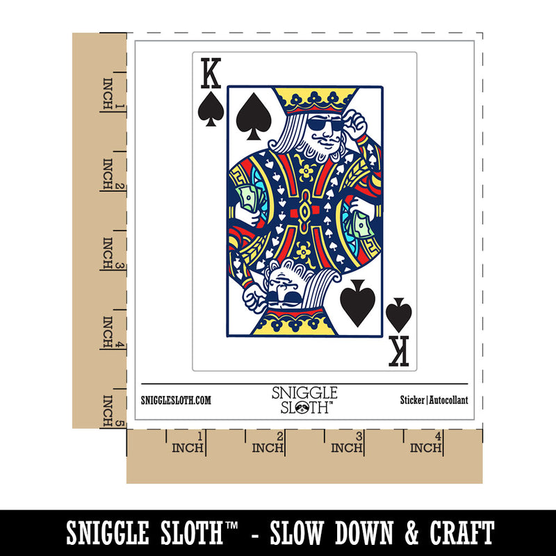 Water Bottle Sticker Set Playing Card King Of Spades Sunglasses Money Cute Waterproof Vinyl Stickers Pack Decal, Skateboard, Laptop, Car, Window, Bumper - 5 Pack
