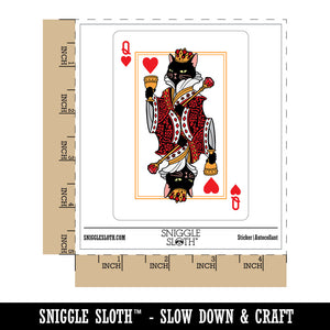 Water Bottle Sticker Set Queen of Hearts Cat Cute Playing Card Poker Cute Waterproof Vinyl Stickers Pack Decal, Skateboard, Laptop, Car, Window, Bumper - 5 Pack