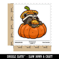 Water Bottle Sticker Set Raccoon Eating Pumpkin Fall Harvest Season Cute Waterproof Vinyl Stickers Pack Decal, Skateboard, Laptop, Car, Window, Bumper - 5 Pack