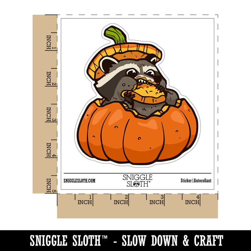 Water Bottle Sticker Set Raccoon Eating Pumpkin Fall Harvest Season Cute Waterproof Vinyl Stickers Pack Decal, Skateboard, Laptop, Car, Window, Bumper - 5 Pack