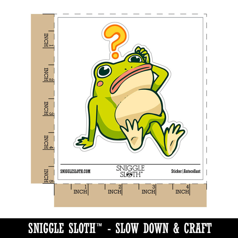 Water Bottle Sticker Set Silly Confused Frog Question Mark Cute Waterproof Vinyl Stickers Pack Decal, Skateboard, Laptop, Car, Window, Bumper - 5 Pack
