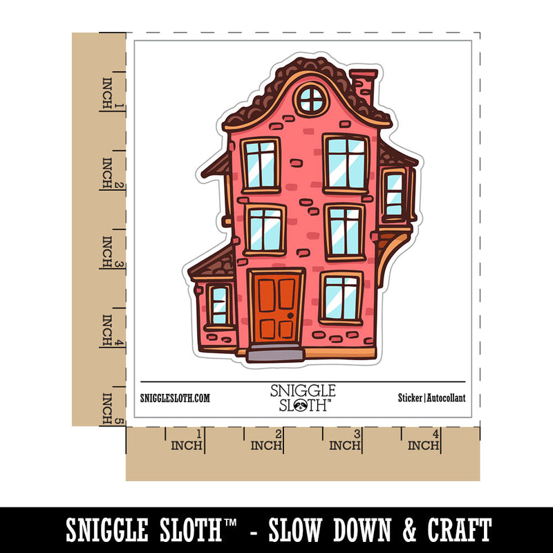 Water Bottle Sticker Set Tall Skinny Brick House Home Cute Waterproof Vinyl Stickers Pack Decal, Skateboard, Laptop, Car, Window, Bumper - 5 Pack