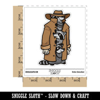 Water Bottle Sticker Set Three Raccoons In a Trench Coat Funny Cute Waterproof Vinyl Stickers Pack Decal, Skateboard, Laptop, Car, Window, Bumper - 5 Pack