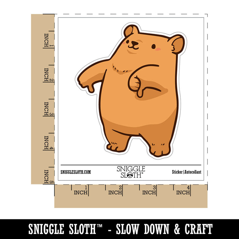 Water Bottle Sticker Set Thumbs Down Bear Cute Disagree Cute Waterproof Vinyl Stickers Pack Decal, Skateboard, Laptop, Car, Window, Bumper - 5 Pack