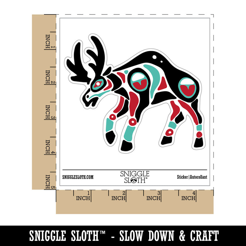 Water Bottle Sticker Set Tribal Native American Moose Totem Cute Waterproof Vinyl Stickers Pack Decal, Skateboard, Laptop, Car, Window, Bumper - 5 Pack