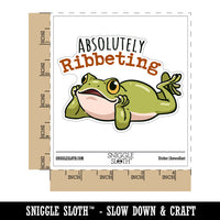 Absolutely Ribbeting Frog Funny Pun Compliment Waterproof Vinyl Phone Tablet Laptop Water Bottle Car Window Bumper Decal Sticker Set - 5 Pack