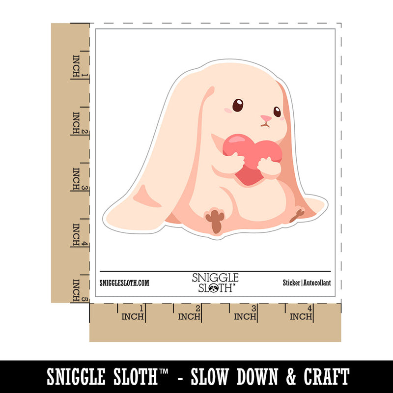 Adorable Bunny Rabbit Clutching Heart Long Ears Waterproof Vinyl Phone Tablet Laptop Water Bottle Car Window Bumper Decal Sticker Set - 5 Pack