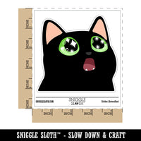 Amazed Cat with Sparkly Star Eyes Waterproof Vinyl Phone Tablet Laptop Water Bottle Car Window Bumper Decal Sticker Set - 5 Pack