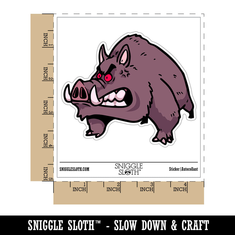 Angry Raging Boar Pig Tusks Waterproof Vinyl Phone Tablet Laptop Water Bottle Car Window Bumper Decal Sticker Set - 5 Pack