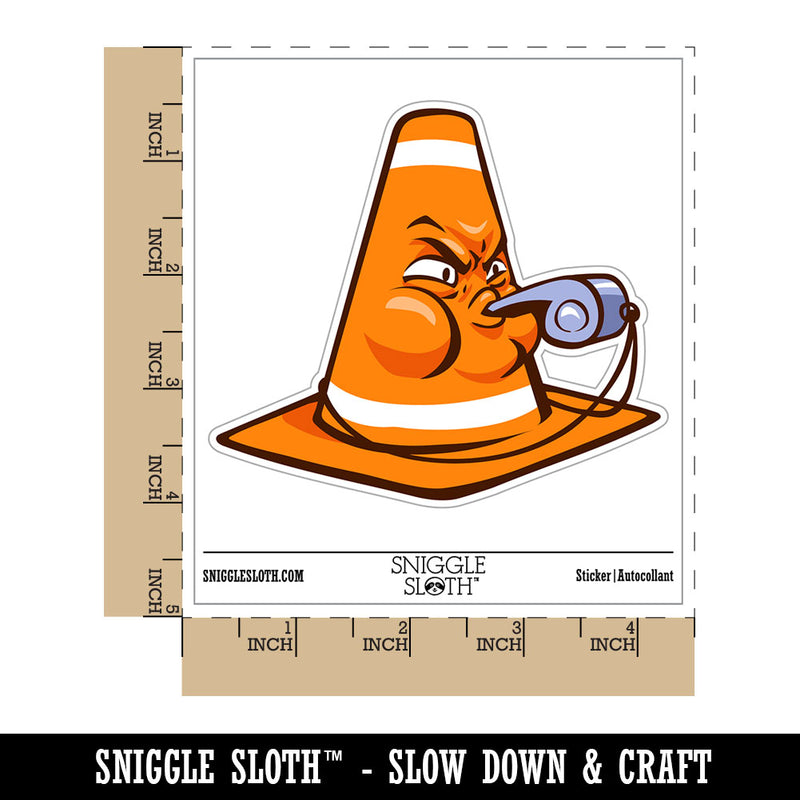 Angry Traffic Cone Blowing Whistle Waterproof Vinyl Phone Tablet Laptop Water Bottle Car Window Bumper Decal Sticker Set - 5 Pack