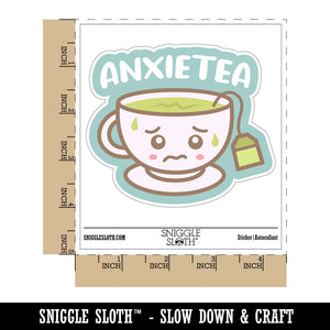 Anxietea Anxiety Anxious Cup of Tea Waterproof Vinyl Phone Tablet Laptop Water Bottle Car Window Bumper Decal Sticker Set - 5 Pack